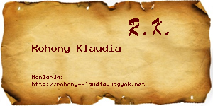 Rohony Klaudia névjegykártya