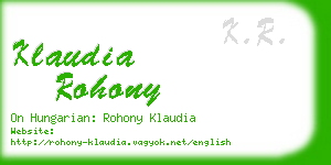 klaudia rohony business card